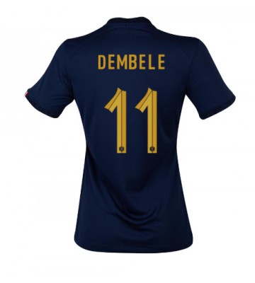 Frankrig Ousmane Dembele #11 Hjemmebanetrøje Dame VM 2022 Kort ærmer